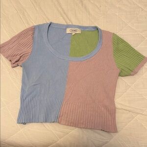 Cider Multicolor Ribbed Knit Tee